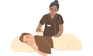 cartoon lady giving another cartoon lady a massage